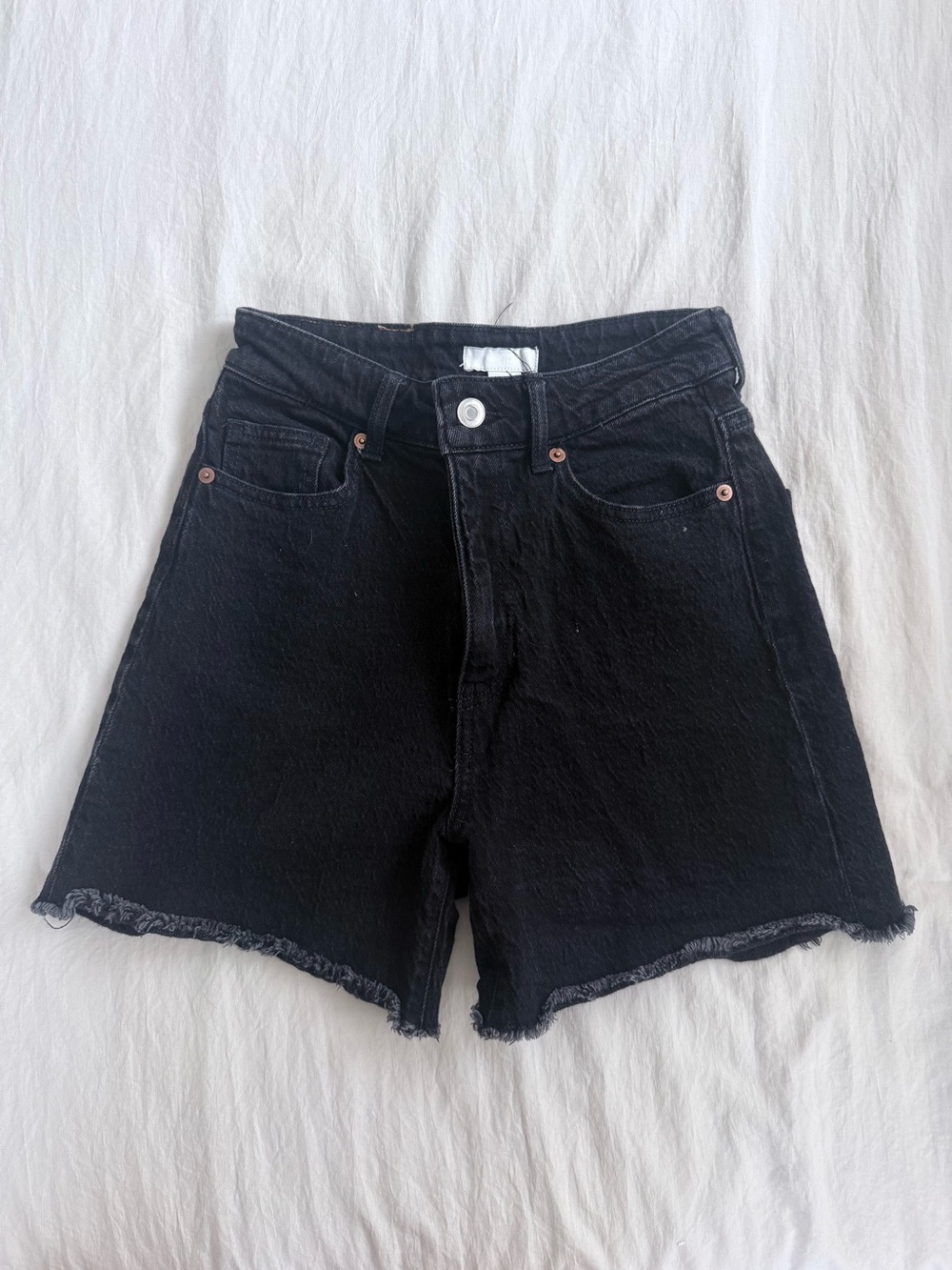 H&M Black Denim High-Rise Jean Shorts